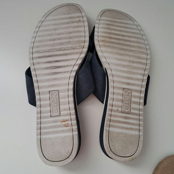 Chaps Women's Olessia Blue Faux Suede Wedge Sandals Slip-On Size 9 - Picture 5 of 7